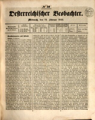 Der Oesterreichische Beobachter Mittwoch 21. Februar 1844