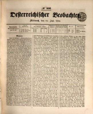 Der Oesterreichische Beobachter Mittwoch 24. Juli 1844