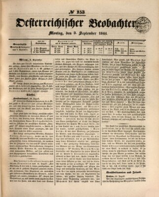 Der Oesterreichische Beobachter Montag 9. September 1844