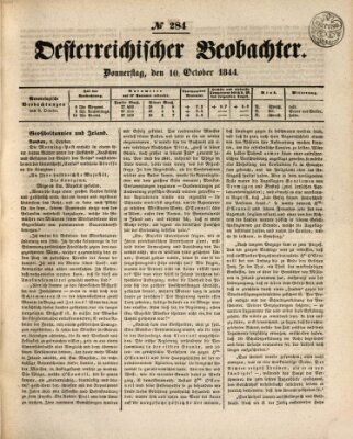 Der Oesterreichische Beobachter Donnerstag 10. Oktober 1844