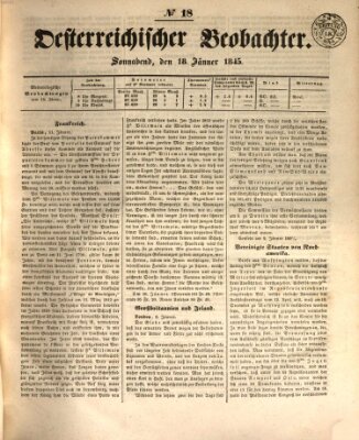 Der Oesterreichische Beobachter Samstag 18. Januar 1845