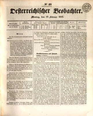 Der Oesterreichische Beobachter Montag 17. Februar 1845