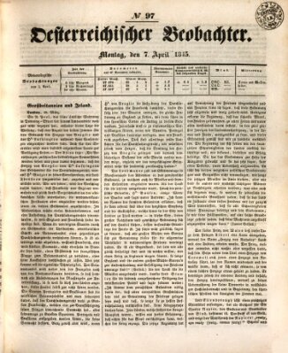 Der Oesterreichische Beobachter Montag 7. April 1845