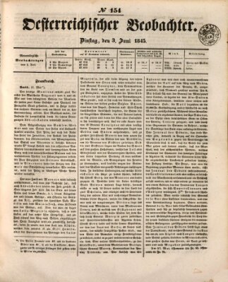 Der Oesterreichische Beobachter Dienstag 3. Juni 1845