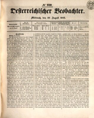 Der Oesterreichische Beobachter Mittwoch 20. August 1845
