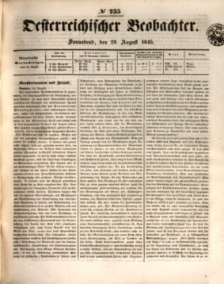 Der Oesterreichische Beobachter Samstag 23. August 1845