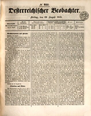 Der Oesterreichische Beobachter Freitag 29. August 1845