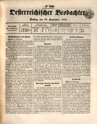 Der Oesterreichische Beobachter Dienstag 23. September 1845