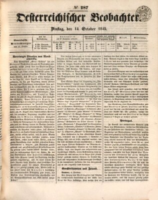 Der Oesterreichische Beobachter Dienstag 14. Oktober 1845