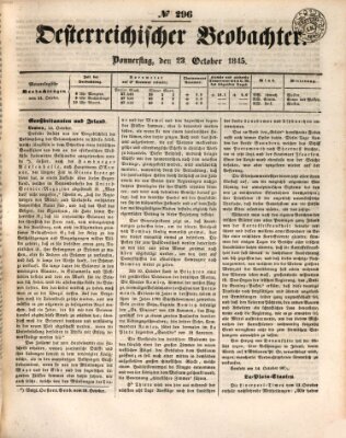 Der Oesterreichische Beobachter Donnerstag 23. Oktober 1845