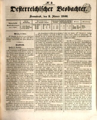 Der Oesterreichische Beobachter Samstag 3. Januar 1846