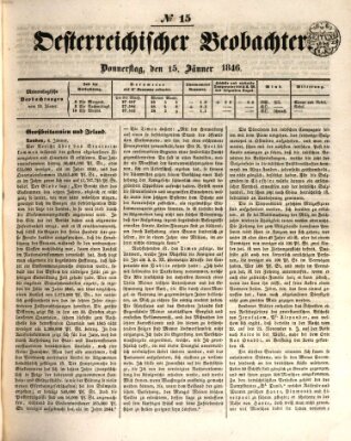 Der Oesterreichische Beobachter Donnerstag 15. Januar 1846