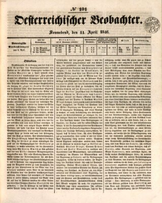 Der Oesterreichische Beobachter Samstag 11. April 1846