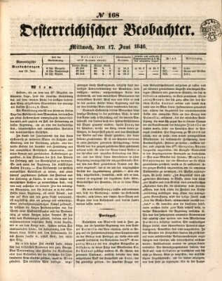 Der Oesterreichische Beobachter Mittwoch 17. Juni 1846