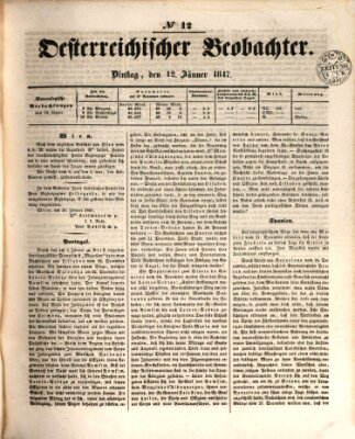Der Oesterreichische Beobachter Dienstag 12. Januar 1847