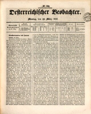 Der Oesterreichische Beobachter Montag 29. März 1847