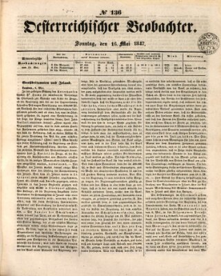Der Oesterreichische Beobachter Sonntag 16. Mai 1847
