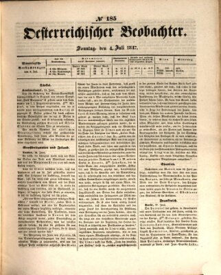 Der Oesterreichische Beobachter Sonntag 4. Juli 1847