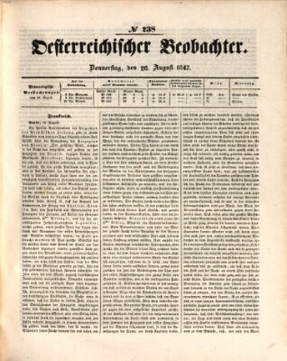 Der Oesterreichische Beobachter Donnerstag 26. August 1847