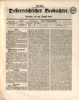 Der Oesterreichische Beobachter Sonntag 29. August 1847