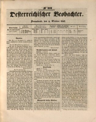 Der Oesterreichische Beobachter Samstag 9. Oktober 1847