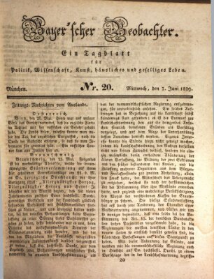 Bayer'scher Beobachter Mittwoch 3. Juni 1829