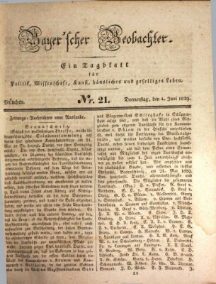 Bayer'scher Beobachter Donnerstag 4. Juni 1829