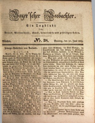 Bayer'scher Beobachter Sonntag 21. Juni 1829