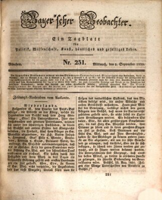 Bayer'scher Beobachter Mittwoch 8. September 1830