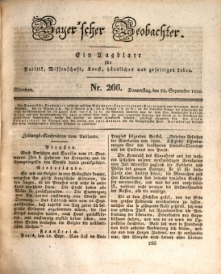 Bayer'scher Beobachter Donnerstag 23. September 1830