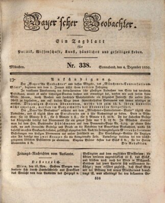 Bayer'scher Beobachter Samstag 4. Dezember 1830