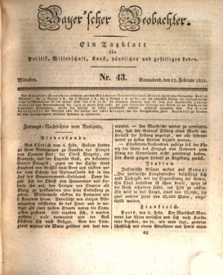 Bayer'scher Beobachter Samstag 12. Februar 1831