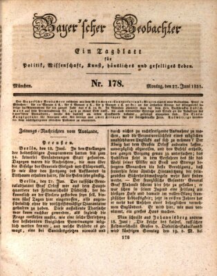 Bayer'scher Beobachter Montag 27. Juni 1831