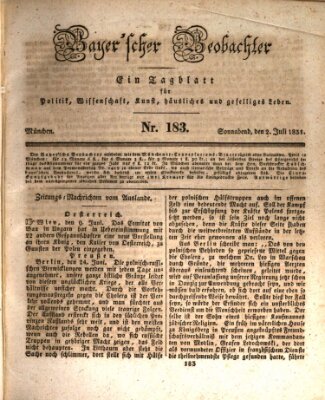 Bayer'scher Beobachter Samstag 2. Juli 1831