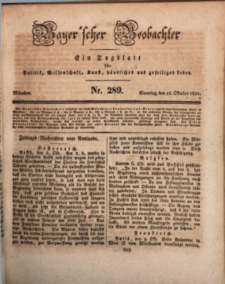 Bayer'scher Beobachter Sonntag 16. Oktober 1831