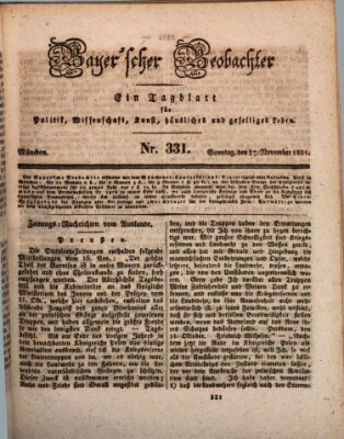 Bayer'scher Beobachter Sonntag 27. November 1831