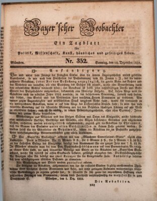 Bayer'scher Beobachter Sonntag 18. Dezember 1831