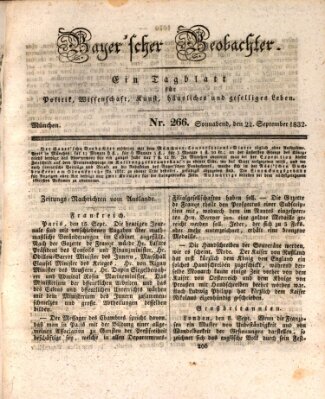 Bayer'scher Beobachter Samstag 22. September 1832