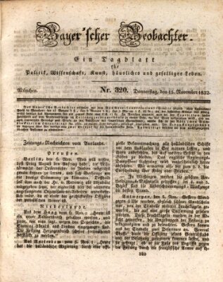 Bayer'scher Beobachter Donnerstag 15. November 1832