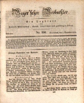 Bayer'scher Beobachter Samstag 1. Dezember 1832