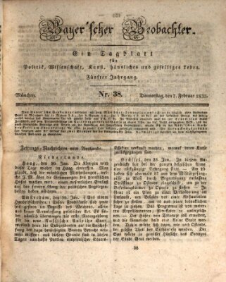 Bayer'scher Beobachter Donnerstag 7. Februar 1833
