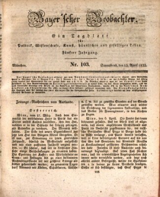 Bayer'scher Beobachter Samstag 13. April 1833