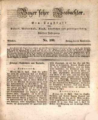 Bayer'scher Beobachter Freitag 19. April 1833