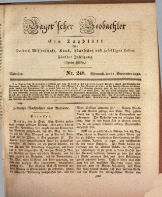 Bayer'scher Beobachter Mittwoch 11. September 1833