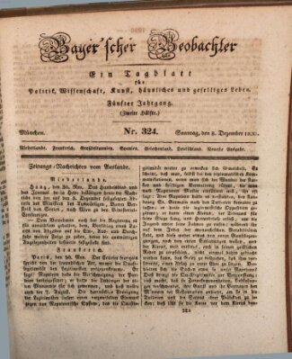 Bayer'scher Beobachter Sonntag 8. Dezember 1833