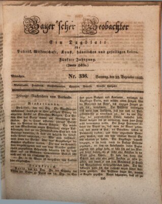 Bayer'scher Beobachter Sonntag 22. Dezember 1833