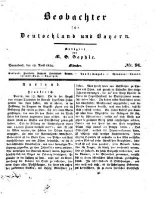 Bayer'scher Beobachter Samstag 19. April 1834