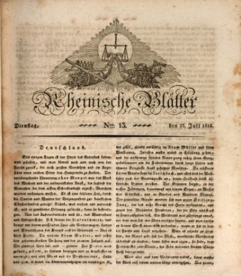 Rheinische Blätter Dienstag 23. Juli 1816