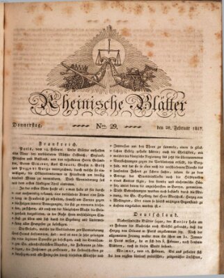 Rheinische Blätter Donnerstag 20. Februar 1817