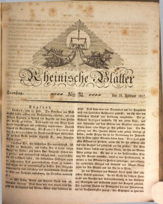 Rheinische Blätter Dienstag 25. Februar 1817